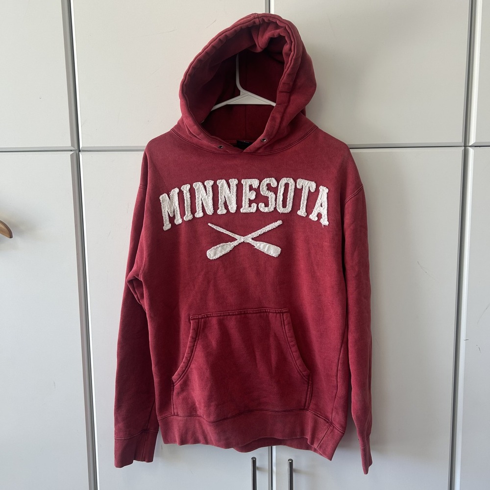 Minnesota Hoodie Red Pullover Sweatshirt Crossed Oars Graphic Mens Small